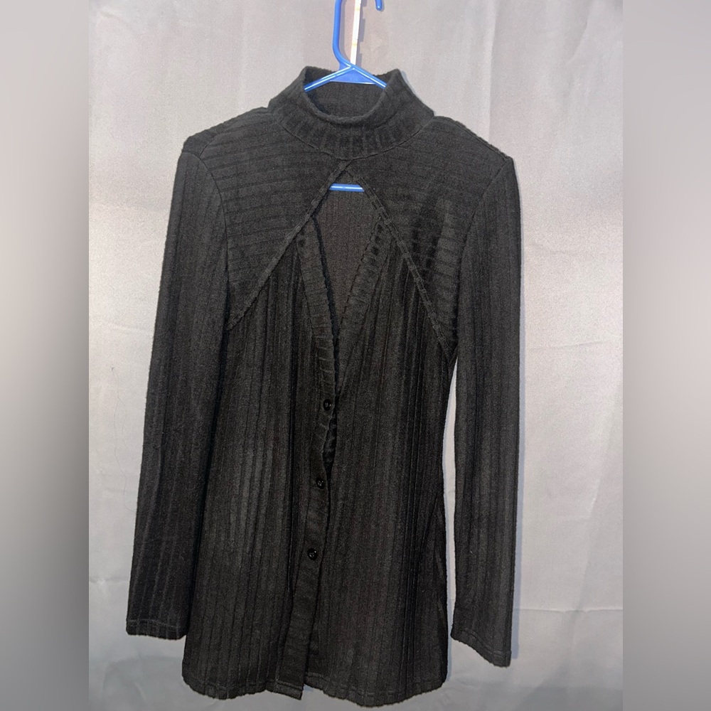 SHEIN Charcoal Ribbed Knit Top